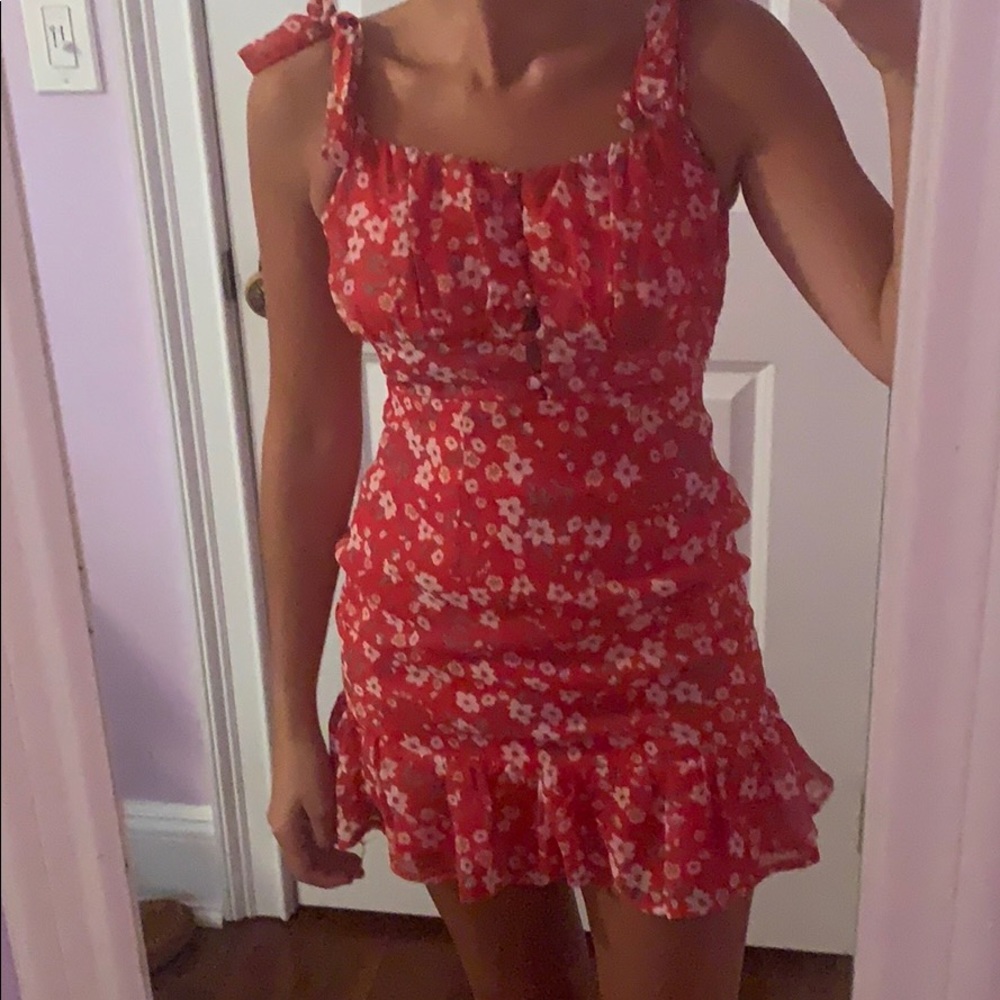 Red floral princess polly dress